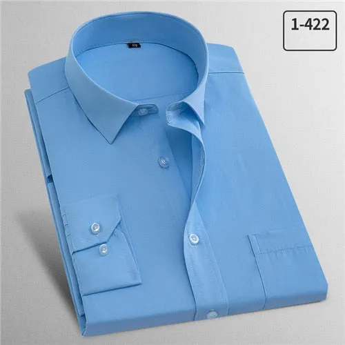 2019 Men's Shirts Solid Slim Men Dress Shirts Long Sleeve Male Business Working Wear Casual Winter Autumn YN10162