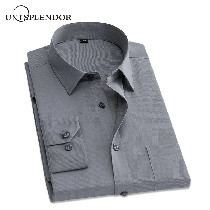 2019 Men's Shirts Solid Slim Men Dress Shirts Long Sleeve Male Business Working Wear Casual Winter Autumn YN10162
