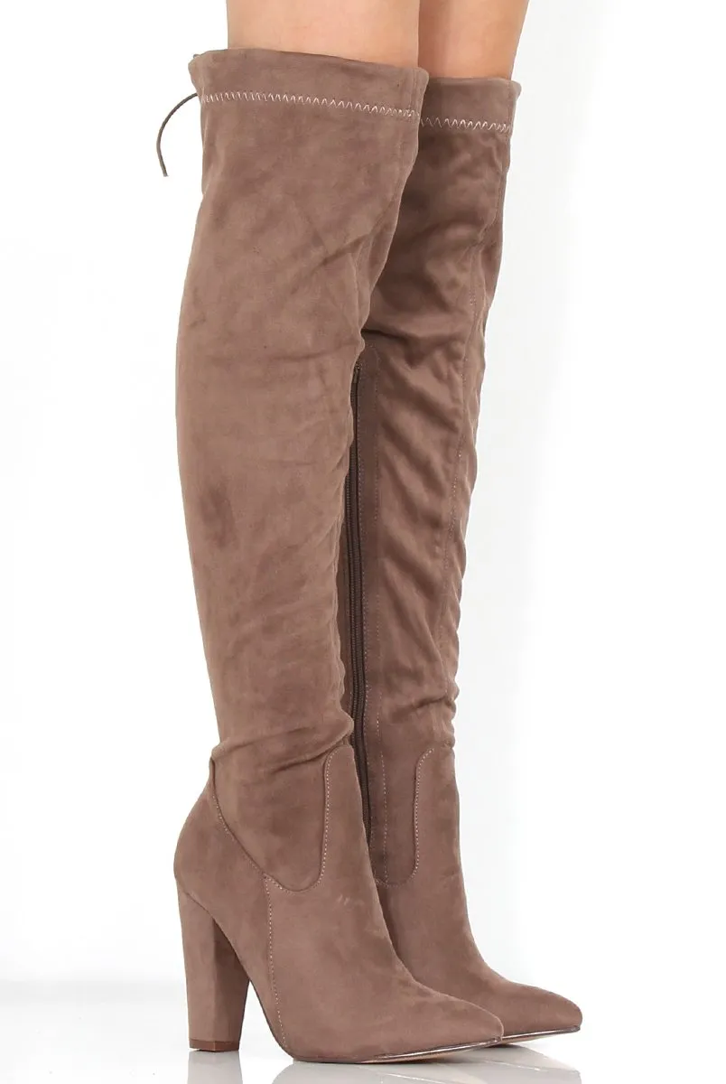 Rosah Mocha Suede Over The Knee Boots
